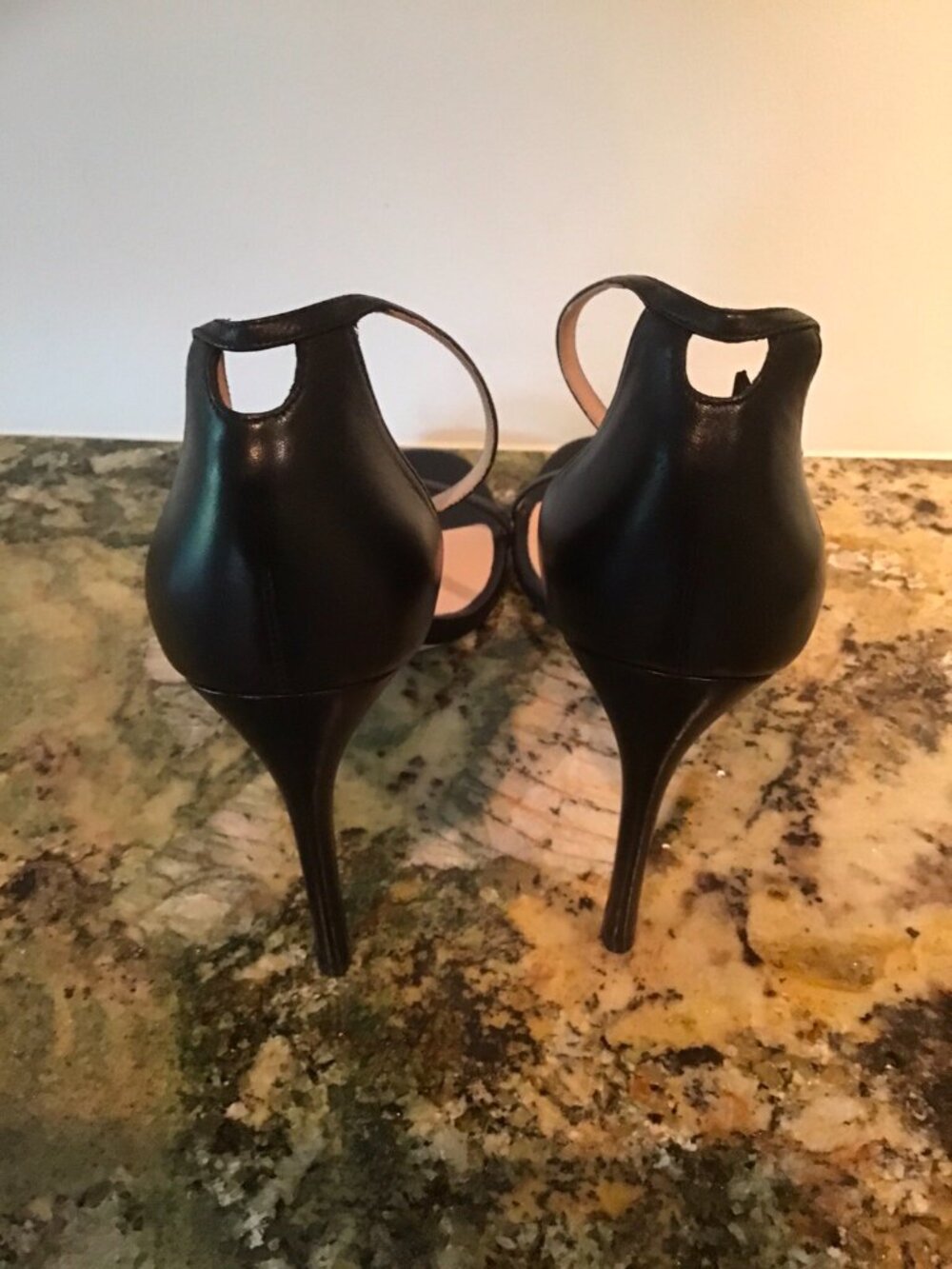 New Stuart Weitzman Black Leather Nudist Ankle Strap 120 Heels - Picture 4 of 6